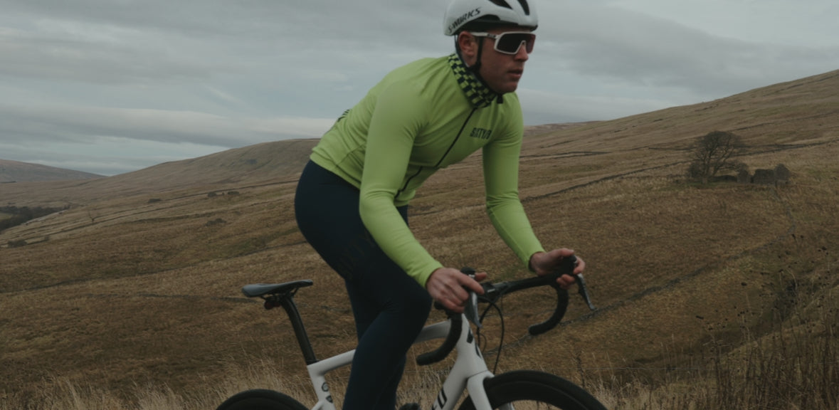 Men's LONG SLEEVE THERMAL CYCLING JERSEY – TENNISBALL/NAVY