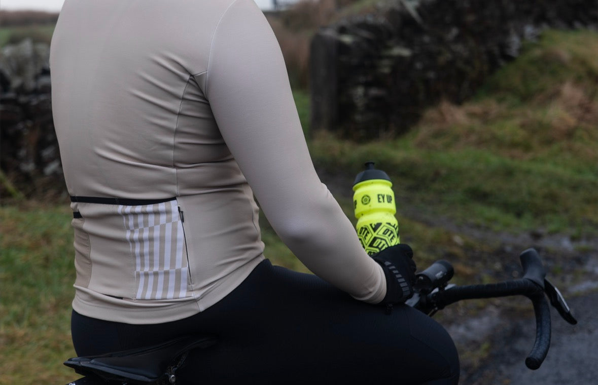 MENS LONG SLEEVE THERMAL CYCLING JERSEY - KHAKI GOLD