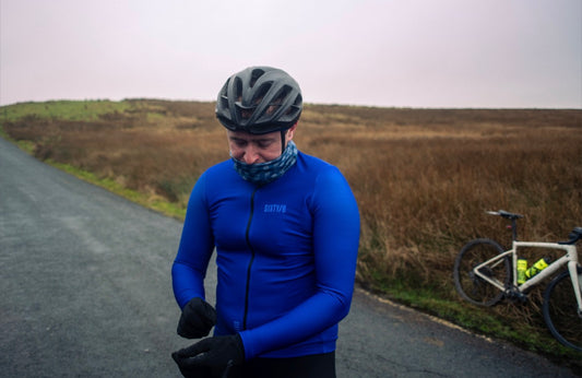 MENS LONG SLEEVE THERMAL CYCLING JERSEY - AZURE BLUE