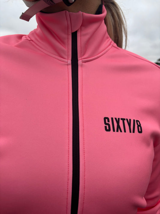WOMENS THERMAL SOFTSHELL CYCLING JACKET - CORAL