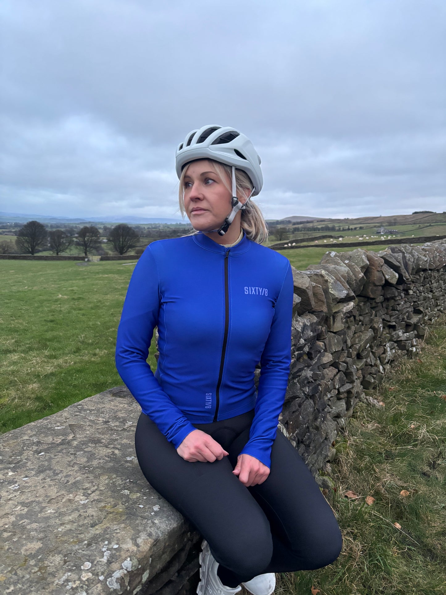 WOMENS LONG SLEEVE THERMAL CYCLING JERSEY - Azure Blue