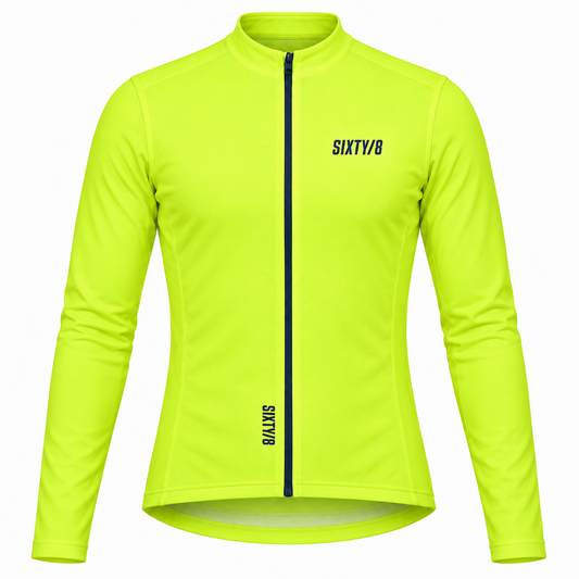 Men's LONG SLEEVE THERMAL CYCLING JERSEY – TENNISBALL/NAVY