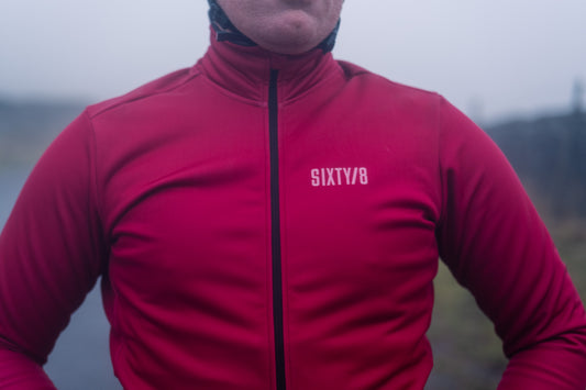 MENS THERMAL SOFTSHELL CYCLING JACKET - OX BLOOD