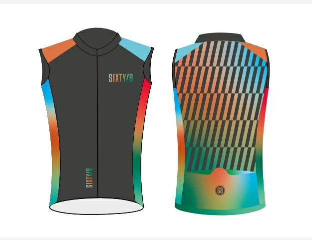 Sixty/8 Womens Cycling Gilet - Carbon Sunrise