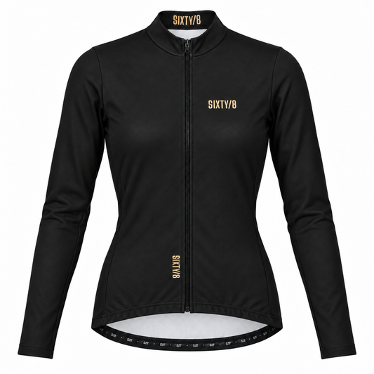 Women's LONG SLEEVE THERMAL CYCLING JERSEY – BLACK/YELLOW