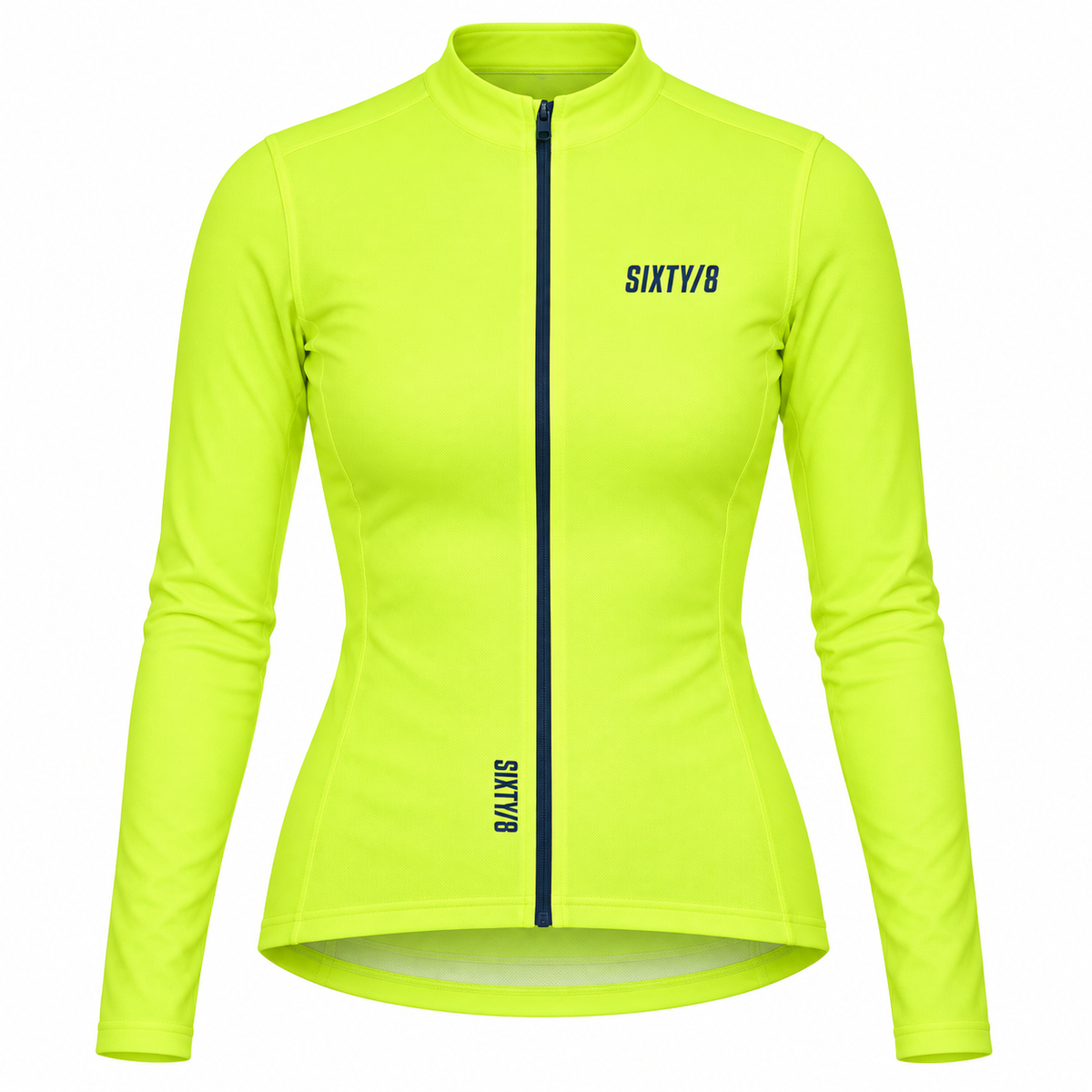 Women's LONG SLEEVE THERMAL CYCLING JERSEY – Tennis Ball/Navy