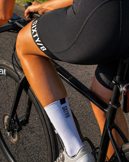 Women’s Black cycling Bib Shorts with white logo